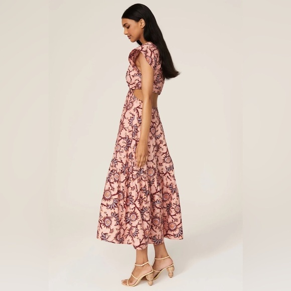 A.L.C. Alexandria Cutout Waist Maxi Dress in Pink Floral Print Size 14 - Picture 4 of 12